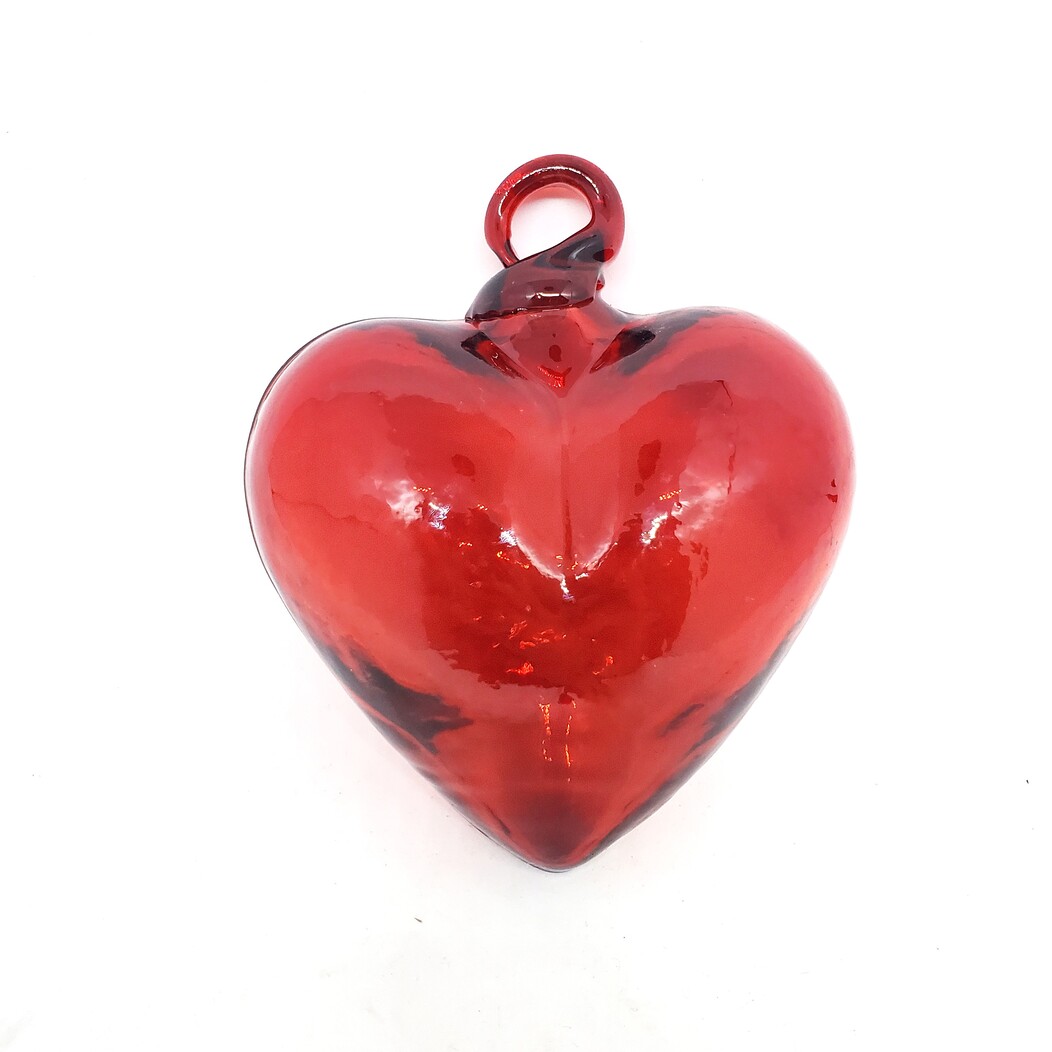 Ofertas / Juego de 6 corazones rojos medianos de vidrio soplado / Éstos hermosos corazones colgantes serán un bonito regalo para su ser querido.